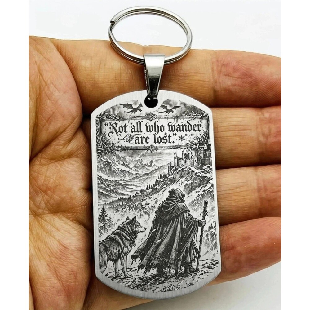 Not All Who Wonder Are Lost Boat Ocean Stainless Keychain Life Inspiration Quote